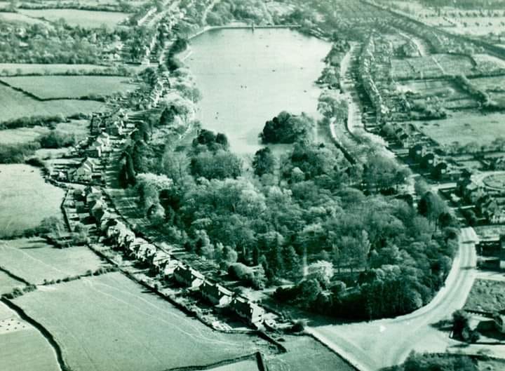 Aerial view of Roath Park Lake - year unknown