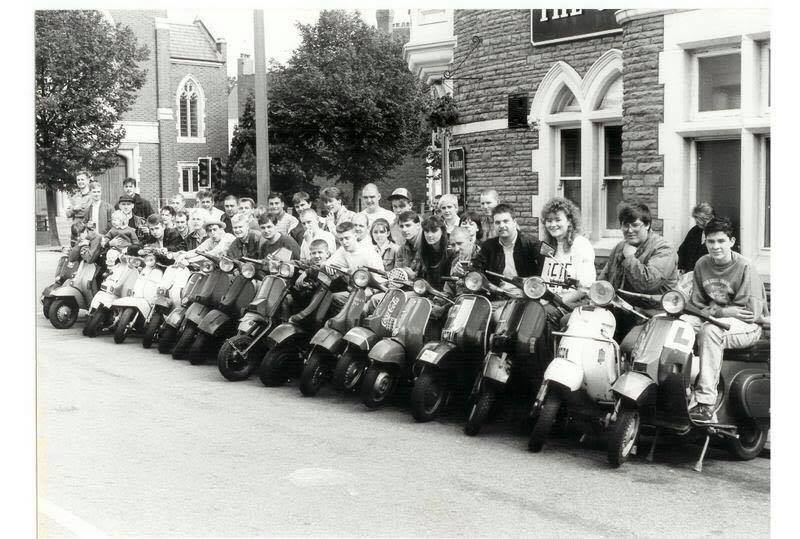 Scooters outside the Claude hotel in 1985