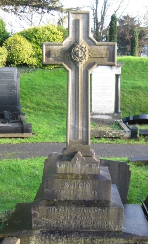 Harold Jackson Brown headstone, Welford Road Cemetery, Leicester (pic credit: Findagrave.com)